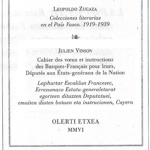 Cahier des voeux Basques aux Etats Généraux